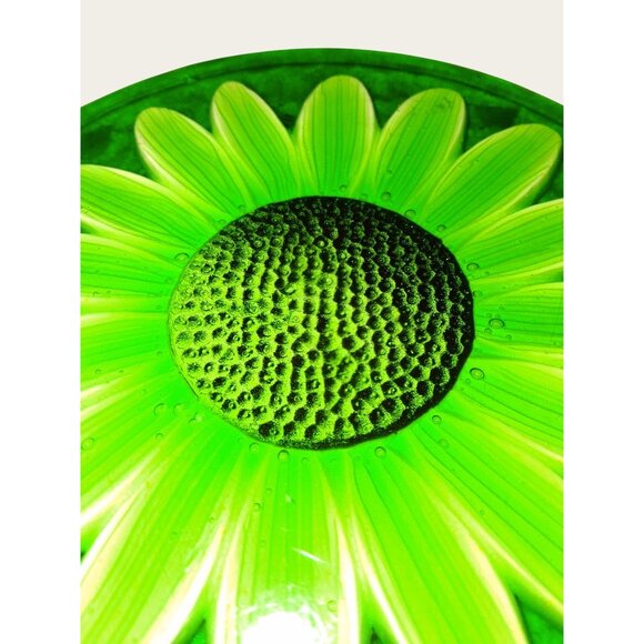 Mcm Solid 8"Lucite Emerald Green Sunflower Retro Vintage - Picture 4 of 8
